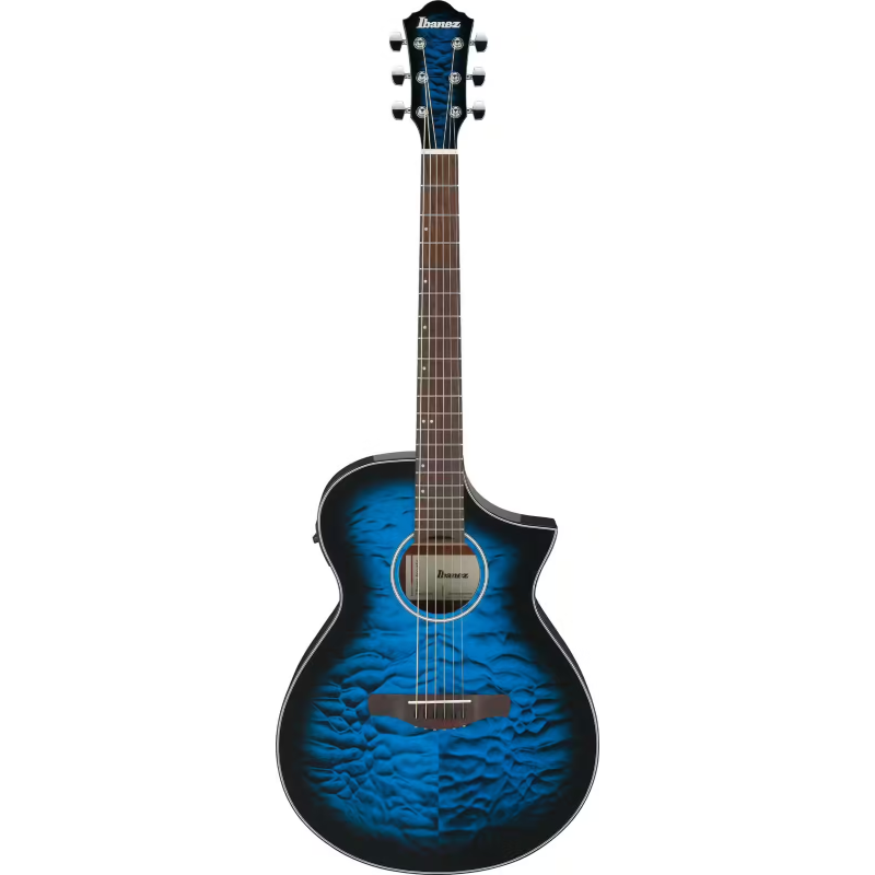 Ibanez AEWC16QATLH Chitarra Acustica Transparent Blue Sunburst