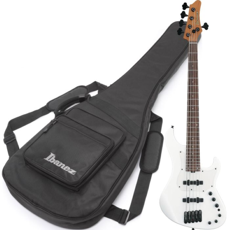 Ibanez MDM1005PW Basso a 5 Corde Pearl White W/Bag 5St