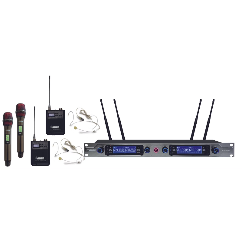 Audio Design PMU D422 Set Ricevitore + 2 Microfono a gelato e 2 microfoni ad archetto - 4 ch