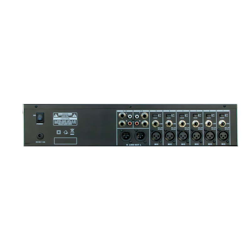 Audio Design PMX R62 Mixer montaggio superficie o rack 6+2 Canali USB/BT 24 effetti con DSP