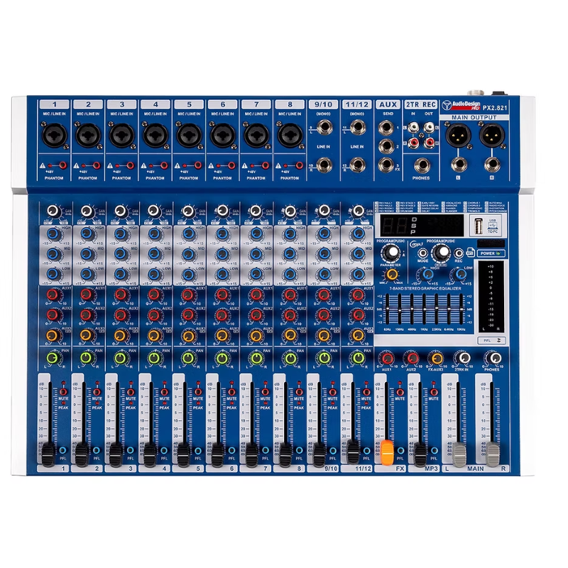 Audio Design PX2821 Mixer 8+2+1 Canali USB/BT 24 effetti con DSP
