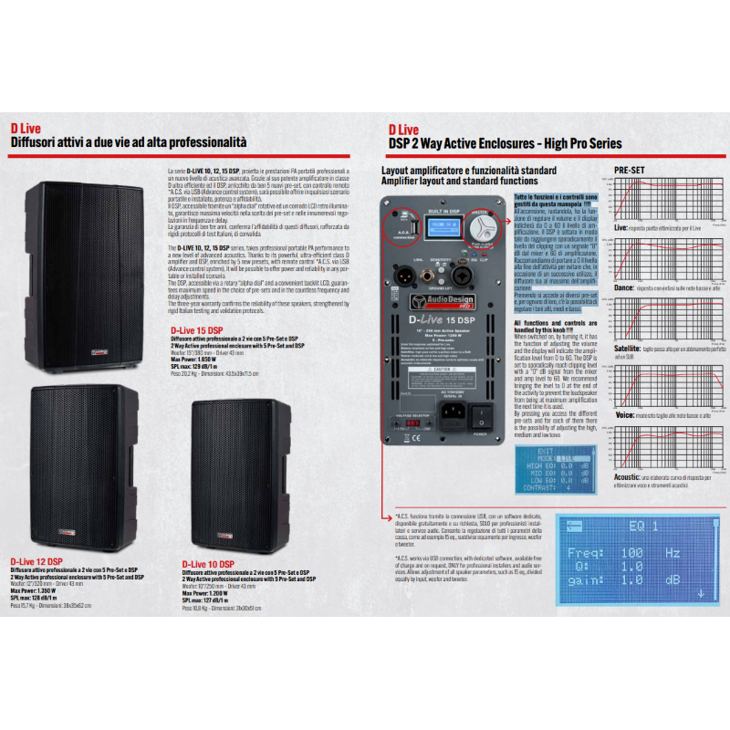 Audio Design D-LIVE 10 DSP Diffusore attivo Biamplificato 10" con Preset e DSP - Max 1200 W