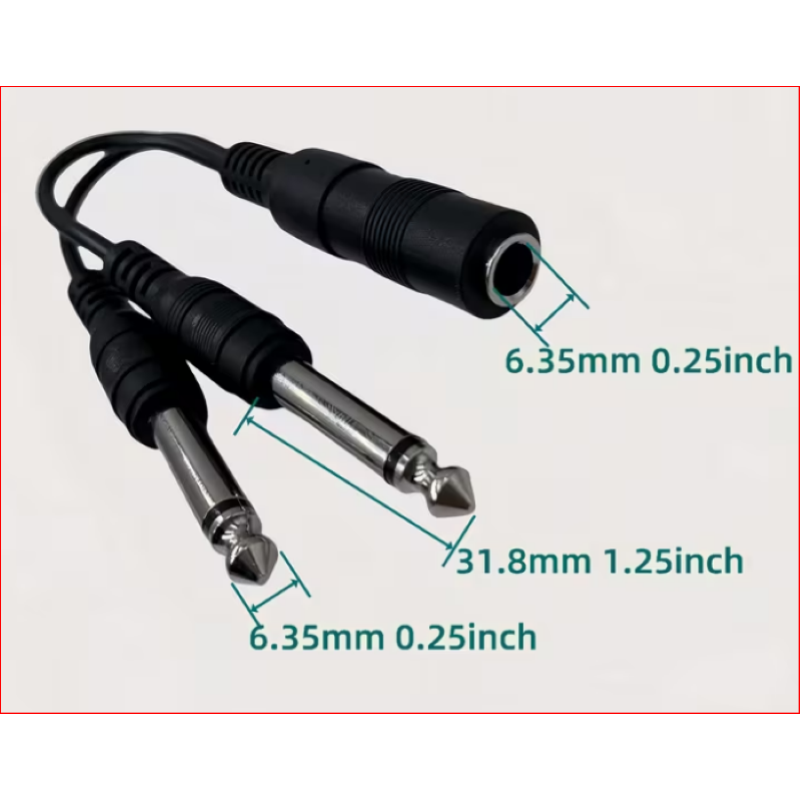 Cavo adattatore a Y, 2x Jack 6.3 Mono > 1x Jack femmina 6.3 mono  cm. 20