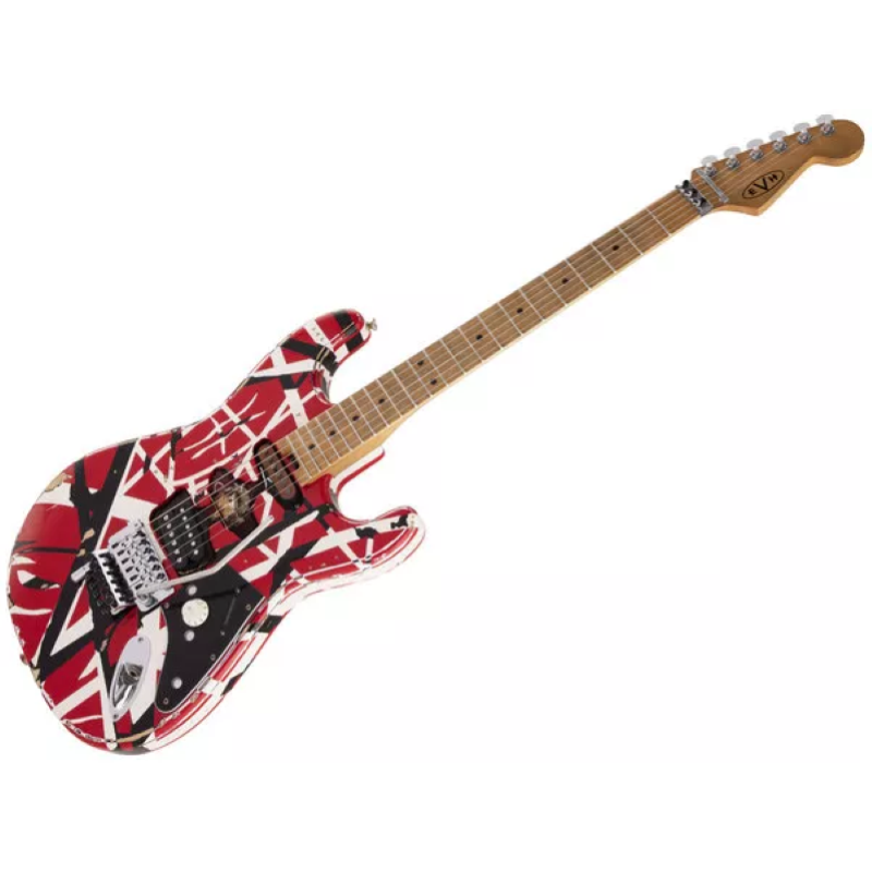 EVH Striped Series Frankenstein™ Frankie, Maple Fingerboard, Red with Black Stripes Relic