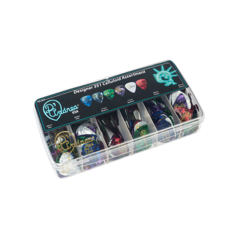 DAndrea Box plettri Celluloid Designer 432pcs Box 432 plettri assortiti Celluloid Designer