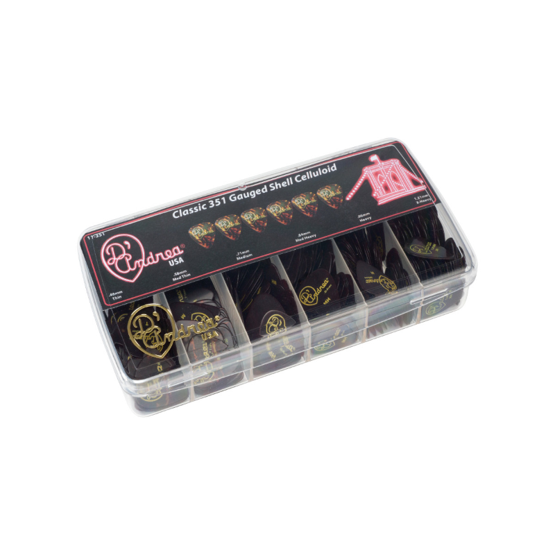 DAndrea Box plettri Celluloid Shell 432pcs Box 432 plettri assortiti Celluloid Shell