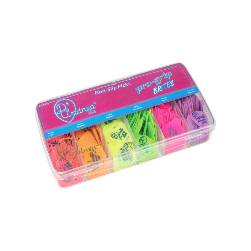 DAndrea Box plettri Pro Grip Brites 432pcs Box 432 plettri assortiti Pro Grip Brites