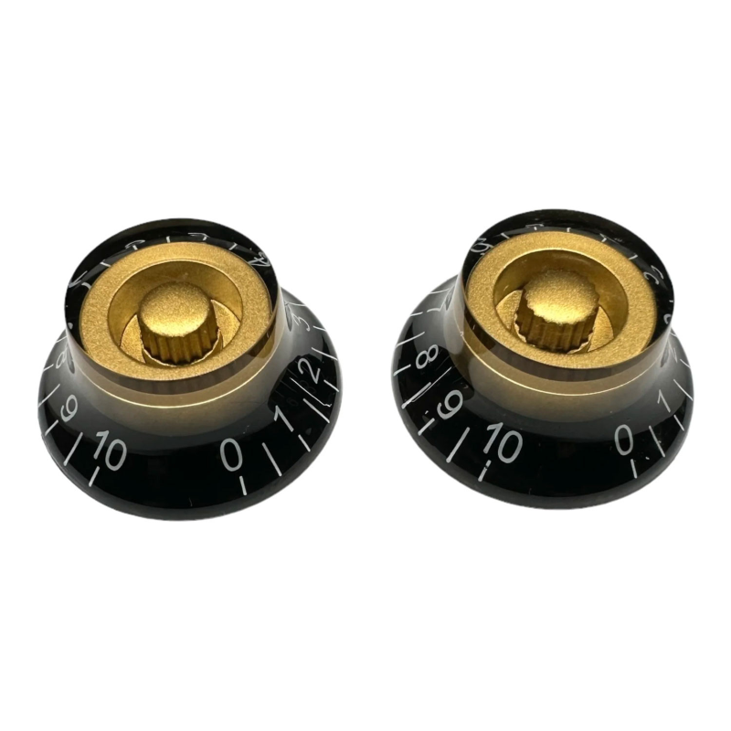 AXLABS Bell knob black and gold/white font 2pcs Set Bell Knob 2x