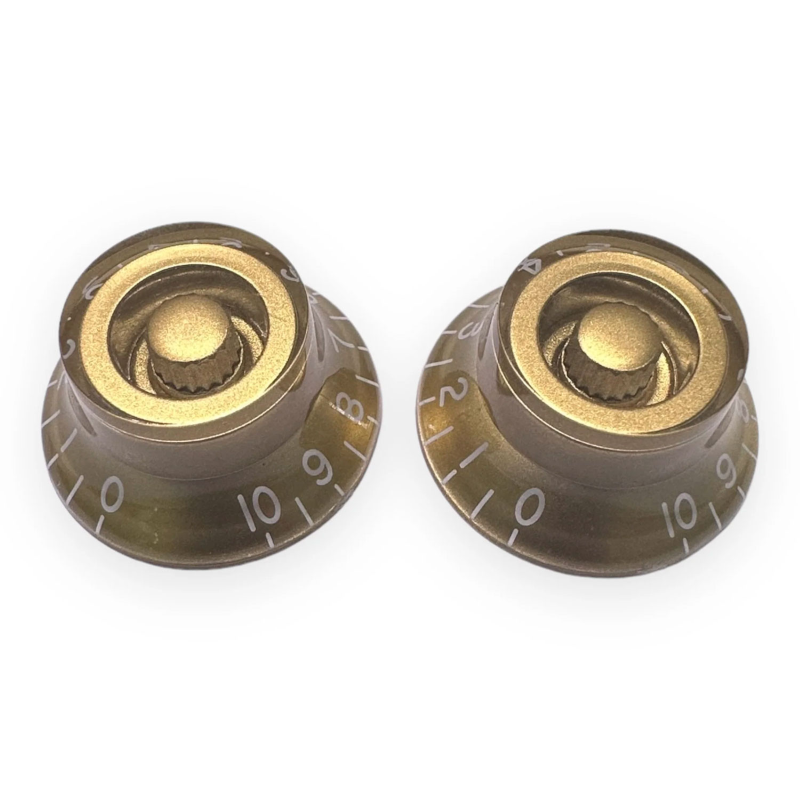 AXLABS Bell knob lefty gold/white font 2pcs Set Bell Knob 2x per mancini