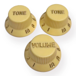 AXLABS Knob Strat Style aged white/gold font 3pcs Set Knob 1x Volume 2x Tono