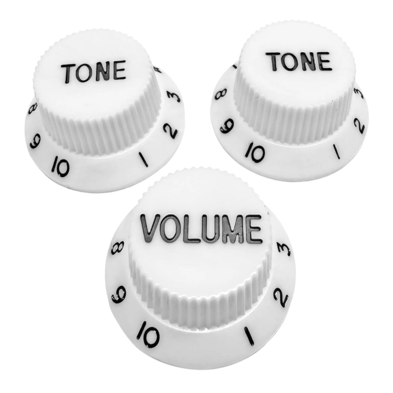 AXLABS Knob Strat Style white/black font 3pcs Set Knob 1x Volume 2x Tono