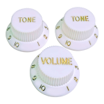 AXLABS Knob Strat Style white/gold font 3pcs Set Knob 1x Volume 2x Tono