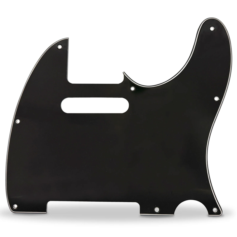AXLABS Pickguard 62 Tele Style 3ply 8 hole black Battipenna per Chitarra Elettrica