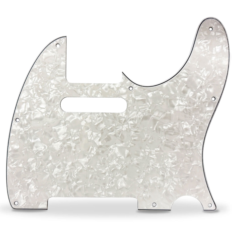 AXLABS Pickguard 62 Tele Style 4ply 8 hole white pearl Battipenna per Chitarra Elettrica