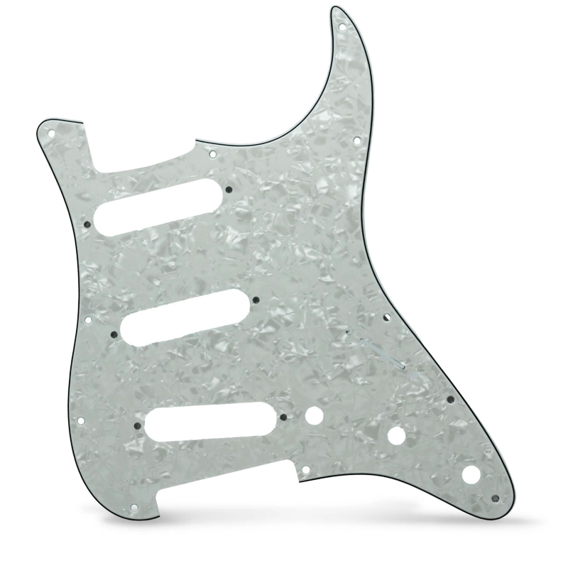 AXLABS Pickguard Strat Style 3ply 11 hole white pearl Battipenna per Chitarra Elettrica