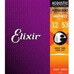 Elixir16052 Nanoweb Light Acoustic Phosphor Bronze 12/53