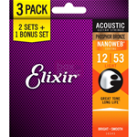 Elixir16545 3 Set Corde Chitarra Acustica 11-52 Phosphor Bronzo 16052