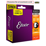 Elixir16539 Pack di 3 Mute11052 Chitarra Acustica 12-53