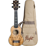 Flight DUS410 QA Ukulele Soprano legno Ash Quilted