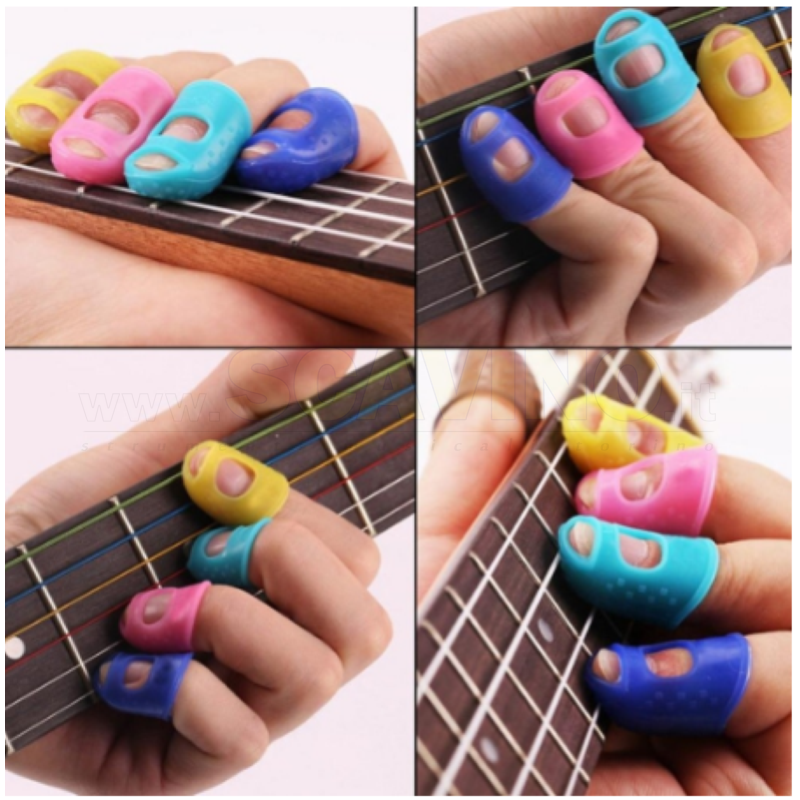 Protezione dita mano sinistra in silicone per chitarra Plettri