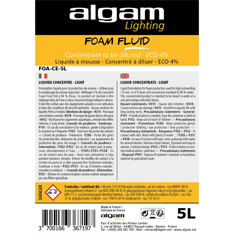 Algam Lighting FOA-CE-5L Liquido Schiumogeno Concentrato ECO 4% 5L