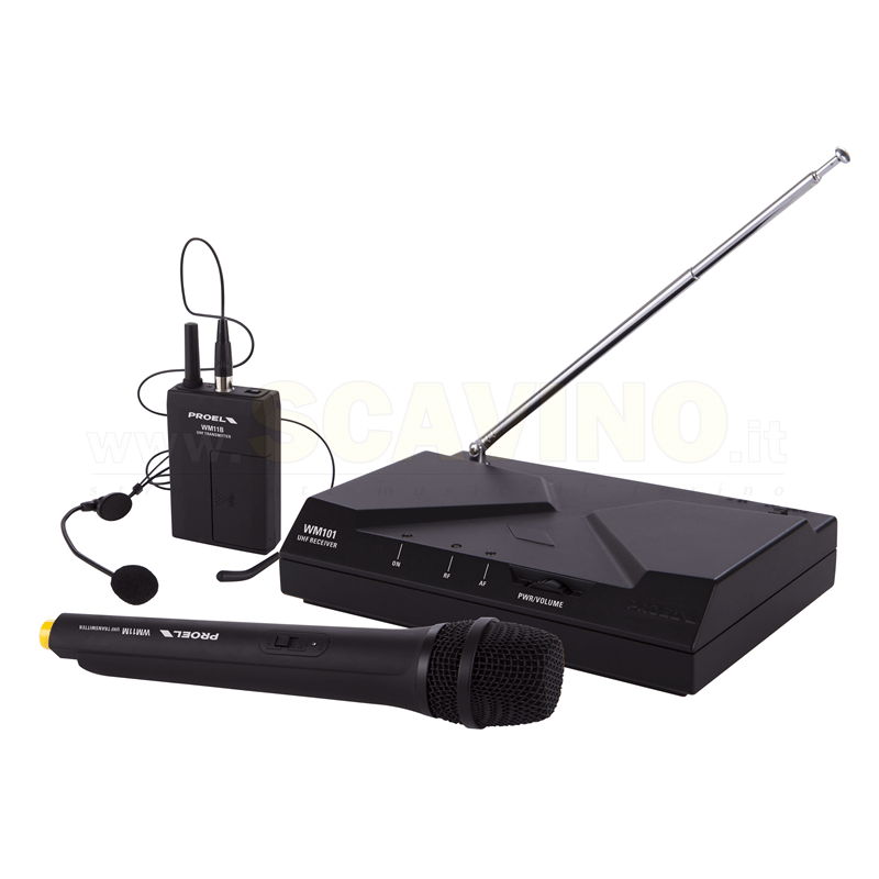 Proel WM101 Kit Microfono wireless archetto e mano Radiomicrofoni Doppi