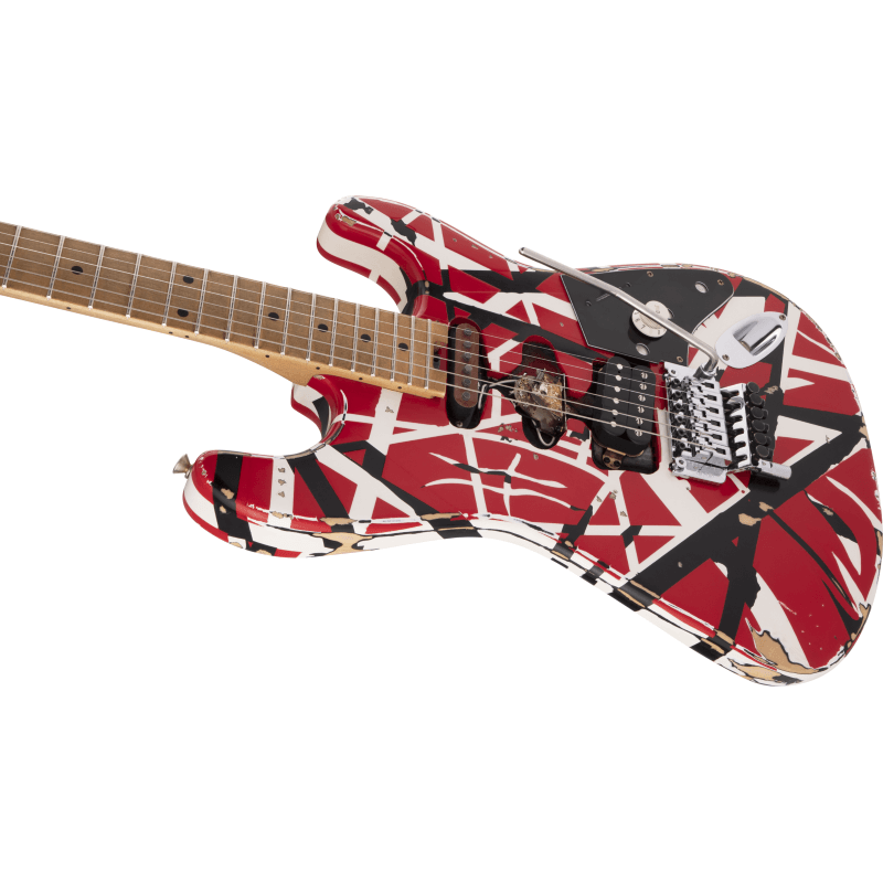 EVH Striped Series Frankenstein™ Frankie, Maple Fingerboard, Red with Black Stripes Relic