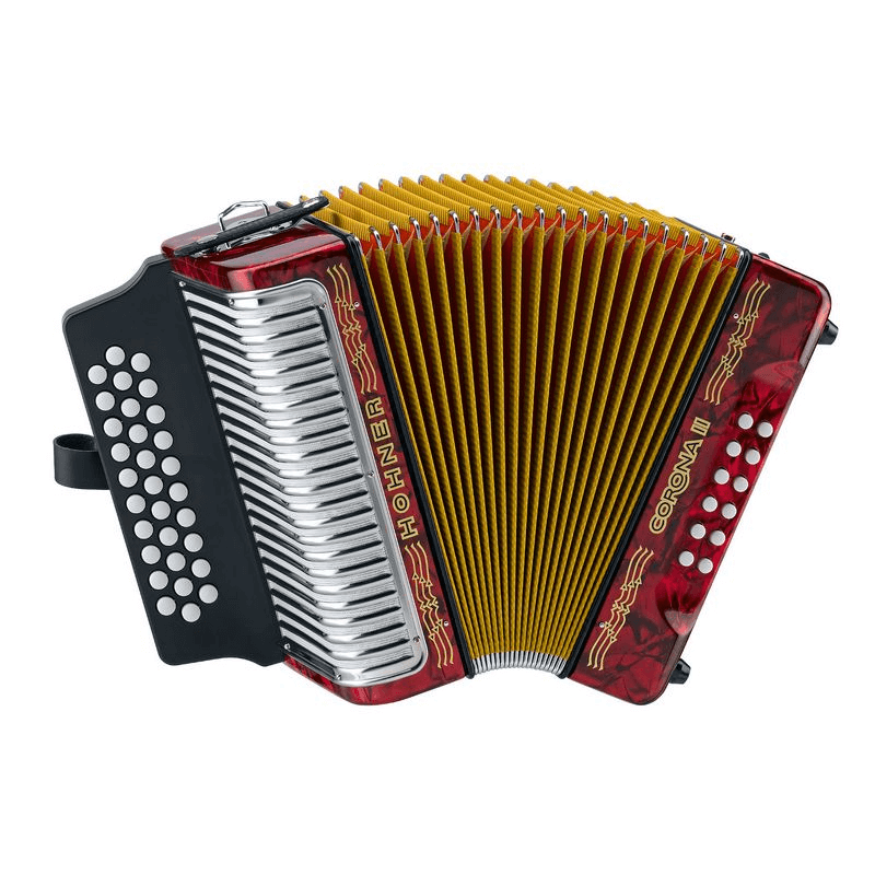 Hohner Fisarmonica Diatonica CORONA II GCF, ROSSO