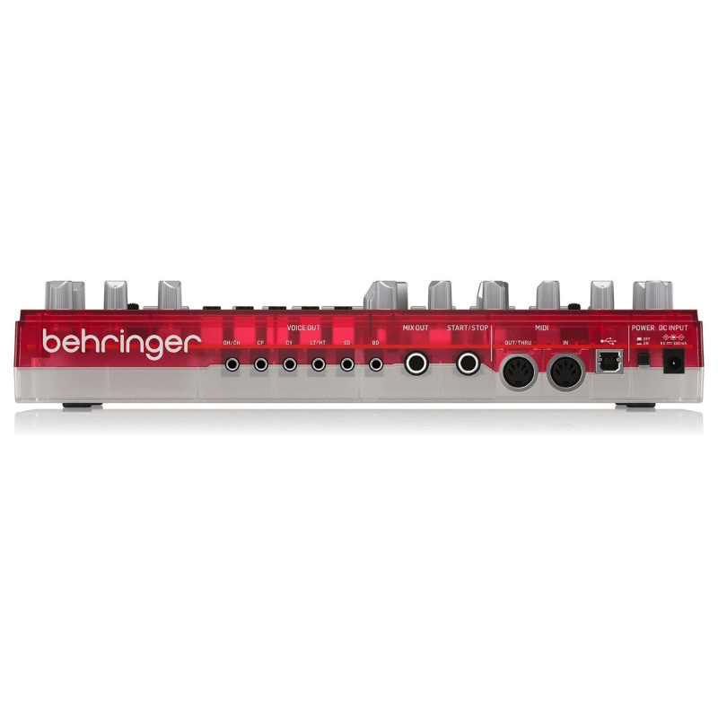 Behringer RD6 SB Drum Machine Analogica con 8 Suoni, Sequencer 16 Step ed Effetti di Distorsione Rosso Traslucido