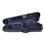 Leonardo VC-1414-UU Astuccio per violino 1/4, sagomato, legno, interni in tessuto scamosciato, nero-blu