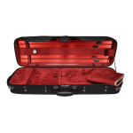 Leonardo VC-47-BR Astuccio per violino 4/4, oblungo, legno, interni in tessuto scamosciato, nero-rosso