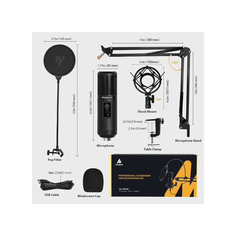 Maono PM421 Microfono Podcasting USB