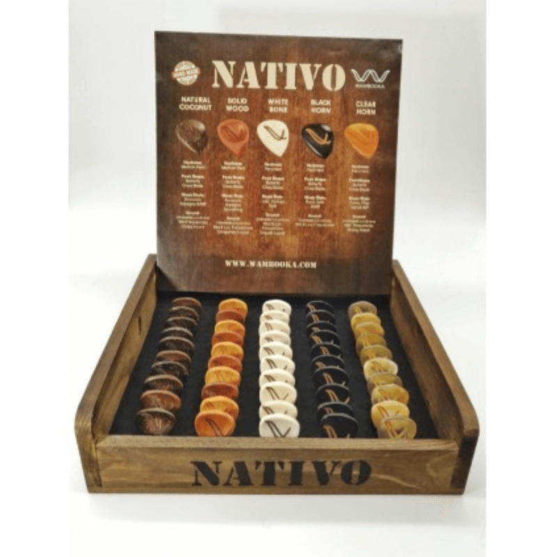 Wambooka Plettri Nativo Box 50 plettri in scatola di legno