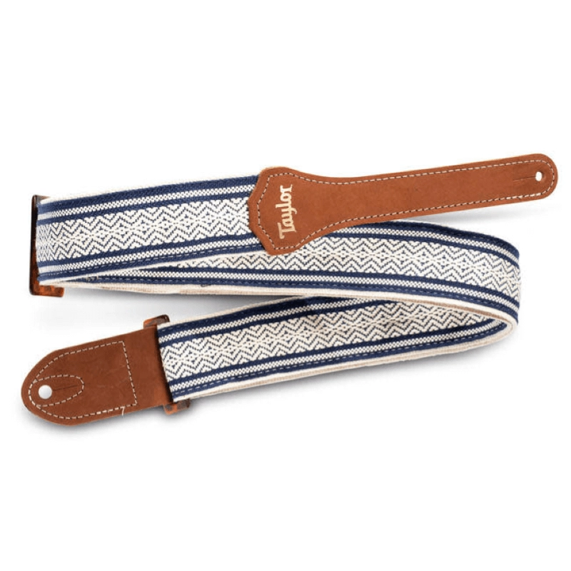 Taylor Tracolla Academy Strap,Wht/Blue,Jacquard Cotton,2"