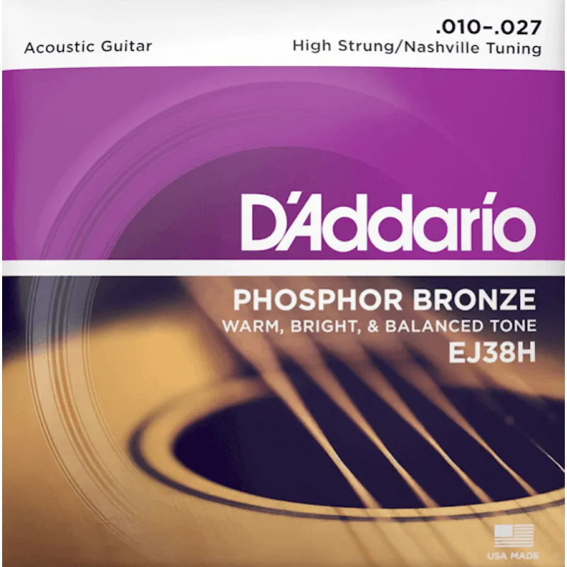 D'addario EJ38H Corde Nashville Phosphor Bronze, High Strung Tuning, 10-27
