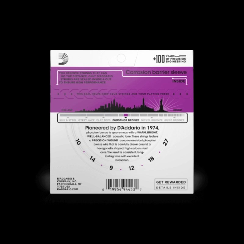 D'addario EJ38H Corde Nashville Phosphor Bronze, High Strung Tuning, 10-27