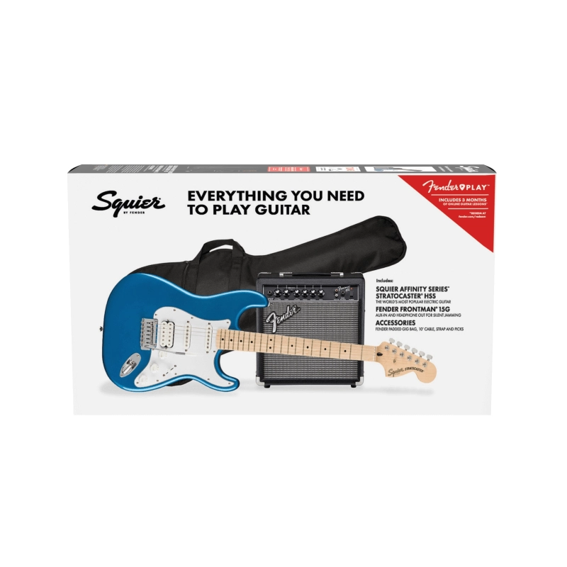 Fender Squier Affinity Series™ Stratocaster® HSS Pack, Maple Fingerboard, Lake Placid Blue, Gig Bag, 15G  0372820602