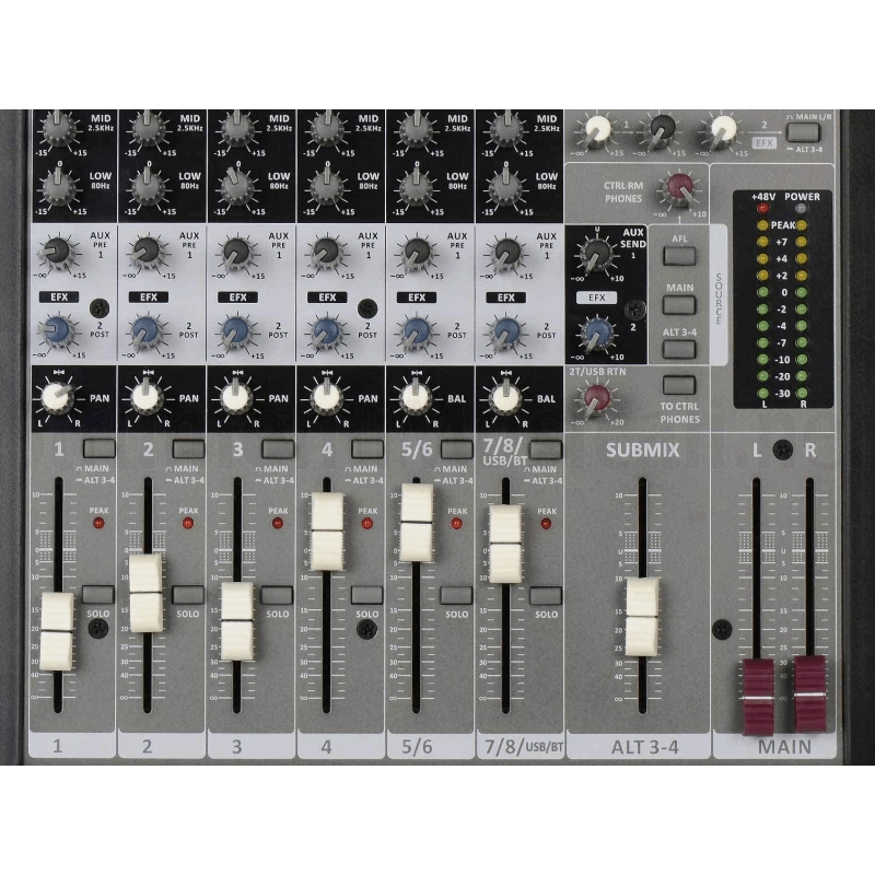 Phonic AM1204FX RW Mixer audio a 8 canali con effetti compressore USB e audio recorder