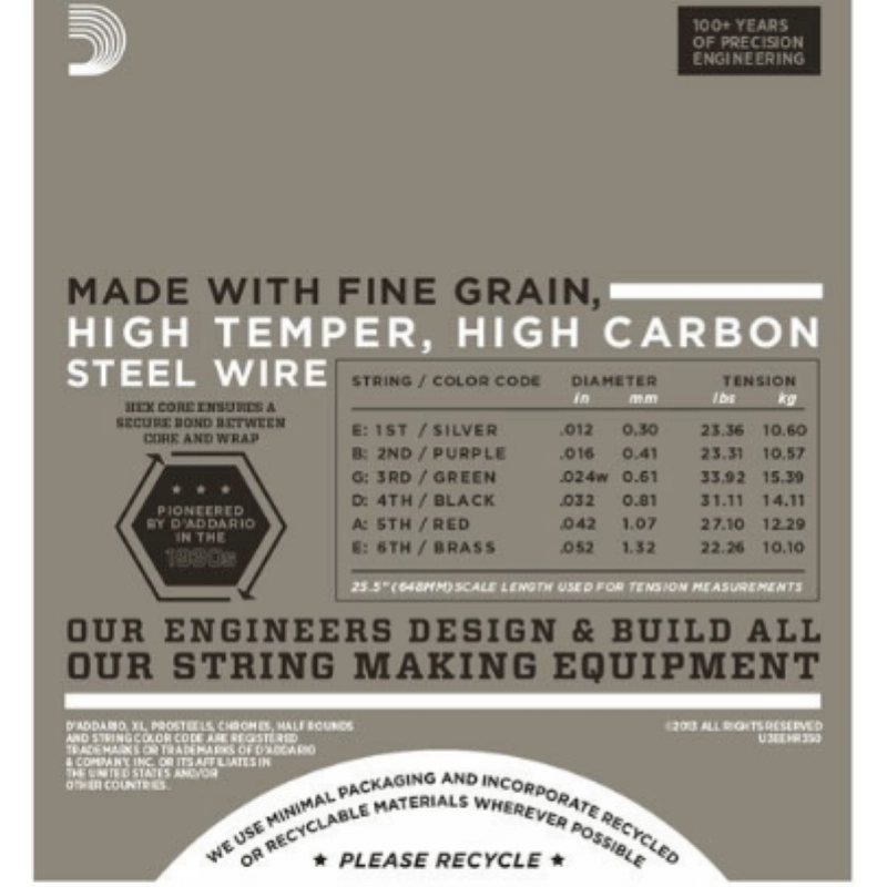 D'addario EHR350 Set Chitarra Elettrica 12-52 Half Round