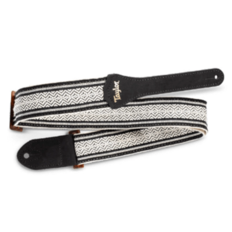 Taylor Tracolla Academy Strap,Wht/Blk,Jacquard Cotton,2"