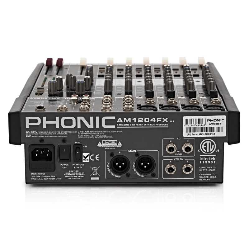 Phonic AM1204FX Mixer audio a 8 canali con effetti