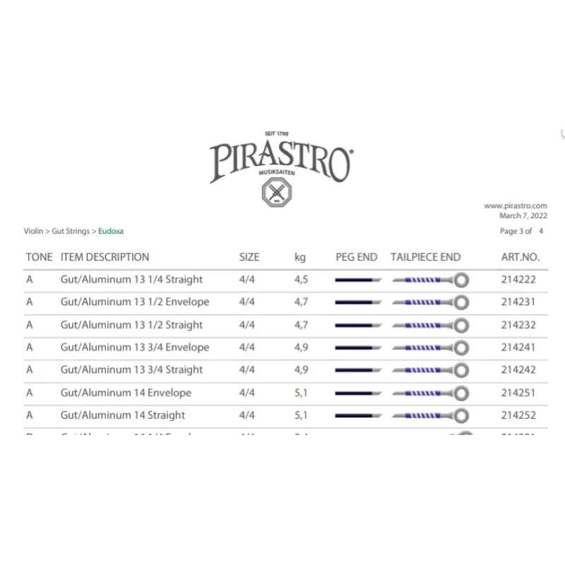 Pirastro Eudoxa Violino 2LA 13 1/2 pallino