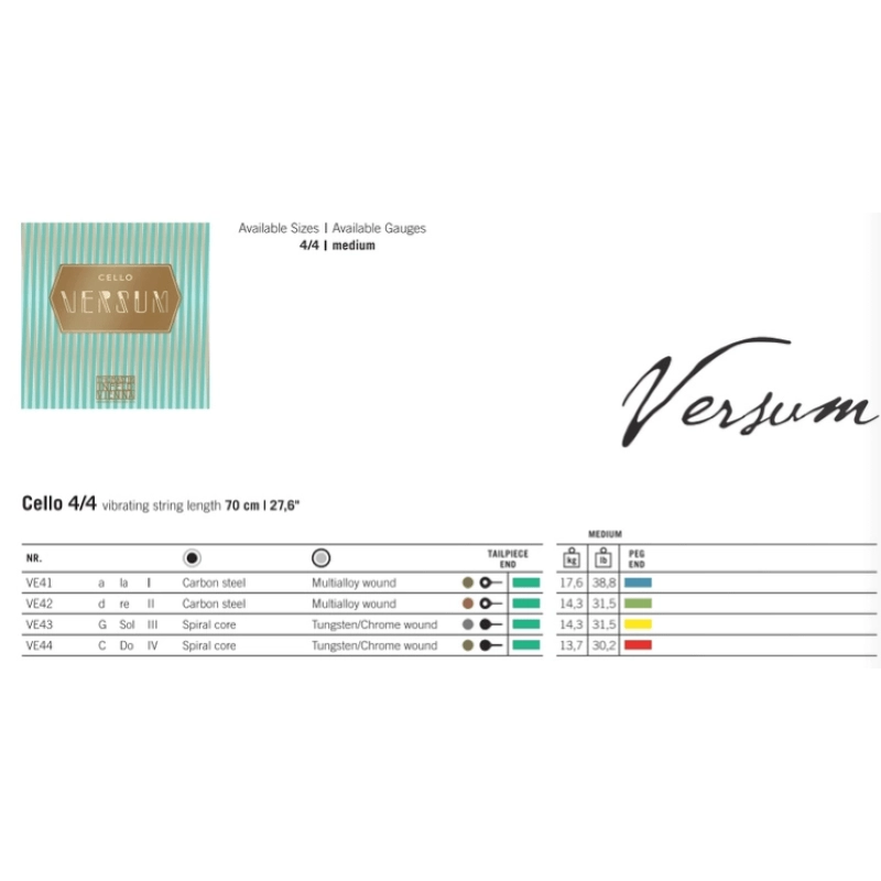 Thomastik VE400 Versum Set Corde Violoncello