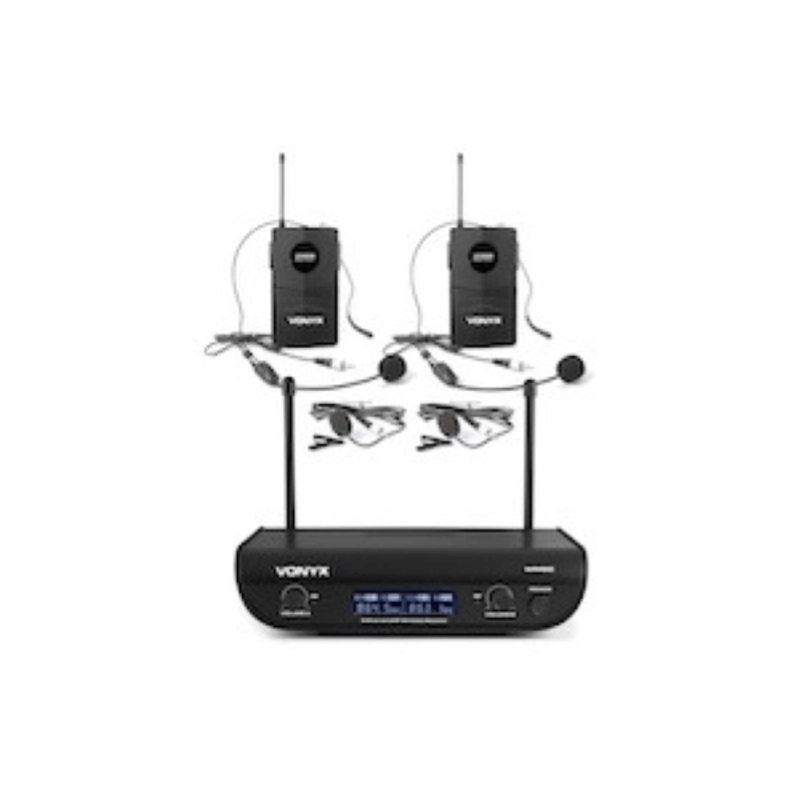 Vonyx WM82B Doppio Radiomicrofono Headset Digitale doppio Lavallier