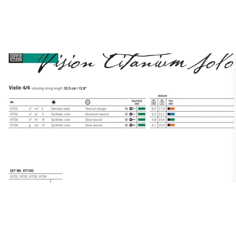 Thomastik .VIT100 Vision Set Titanio SOLO Violino
