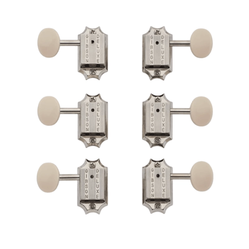 Gibson PMMH-060 Deluxe White Button Tuner Set, Vintage Nickel