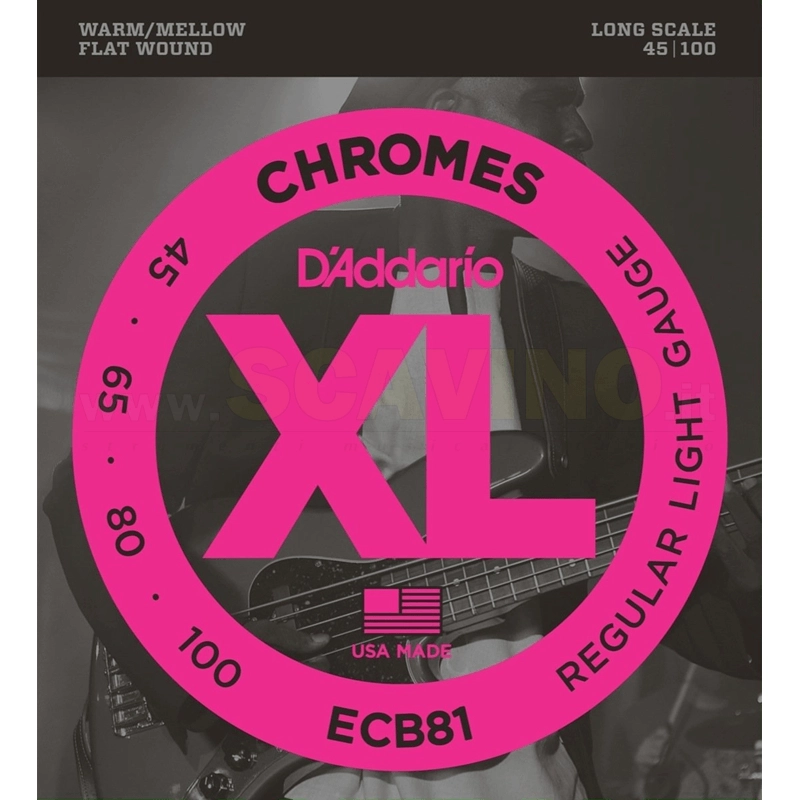 D'addario ECB81 Set 45-100 Corde per Basso Chromes