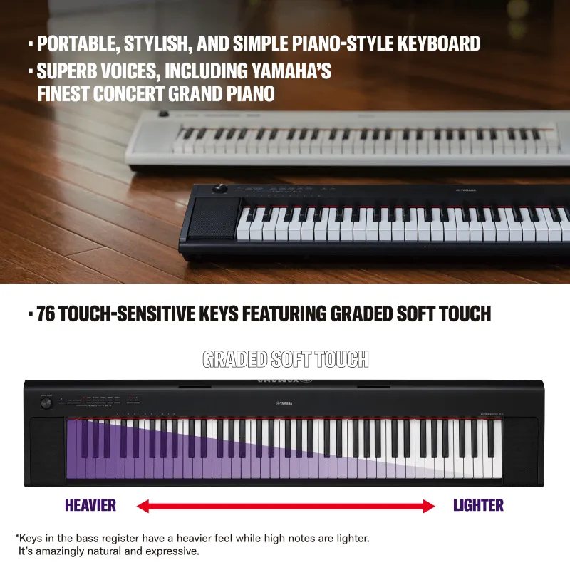 Yamaha NP32 WH Pianoforte Digitale Portatile Bianco 76 tasti