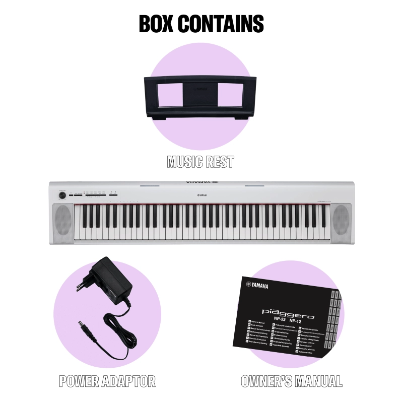 Yamaha NP32 WH Pianoforte Digitale Portatile Bianco 76 tasti