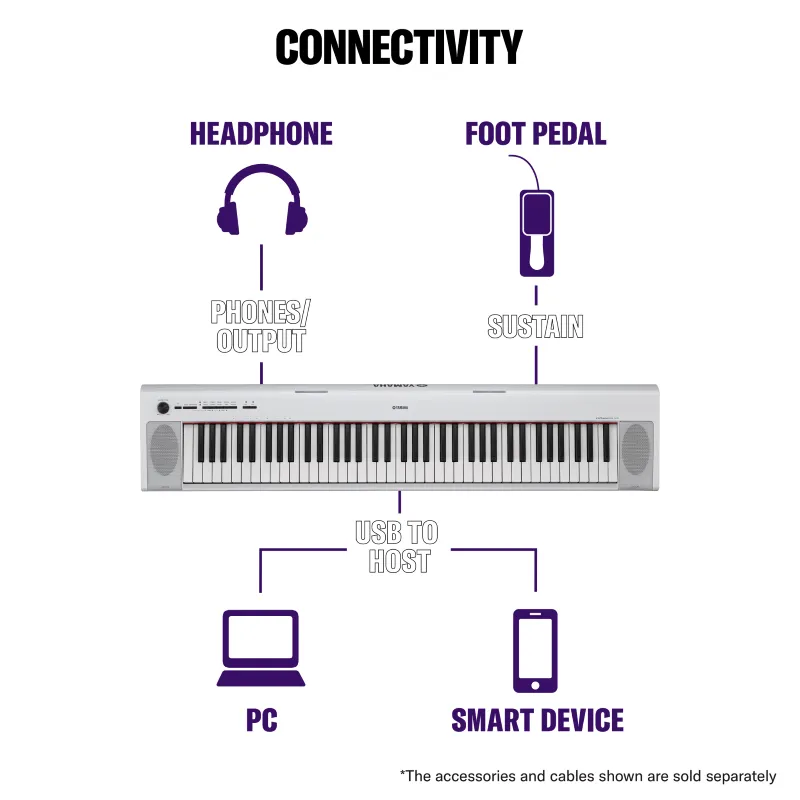 Yamaha NP32 WH Pianoforte Digitale Portatile Bianco 76 tasti